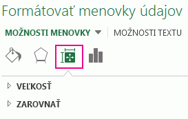 Ikona a tabla Vlastnosti formátovania označení údajov & veľkosti