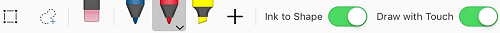 Základné nástroje na písanie rukou na karte Kresliť v aplikáciách balíka Office pre iOS