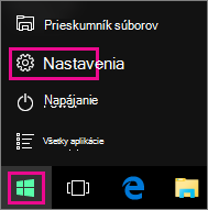 Prechod do nastavení prostredníctvom ponuky Štart vo Windowse 10