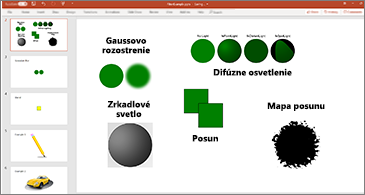 Snímka s príkladmi SVG filtrov