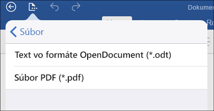 Ťuknutím na položku Exportovať súbor > exportujte dokument do PDF formátu