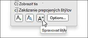 Tlačidlo Správa štýlov v dialógovom okne Štýly