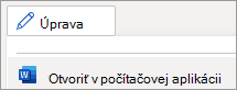 Ponuka režimu úprav, príkaz Otvoriť v počítačovej aplikácii