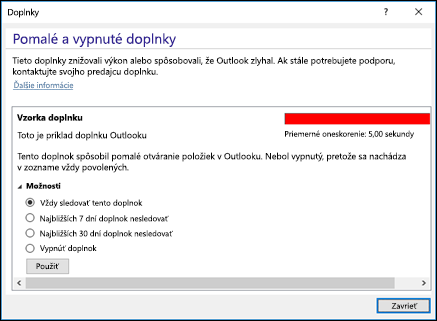 Zakázanie doplnkov Outlooku