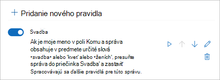 Pomocou prepínača môžete vypnúť alebo povoliť pravidlo.