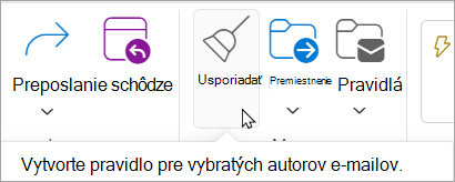 Výber položky Upratať z pása s nástrojmi