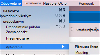 Vytvorte udalosť z e-mailu v Outlooku pre Mac.