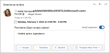 Ponuka potvrdenia účasti z e-mailov.