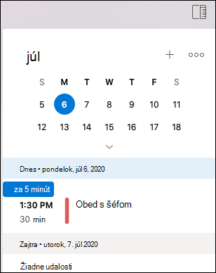 Ponuka Môj deň pre Outlook Mac.