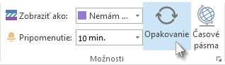 Príkaz Opakovanie na páse s nástrojmi