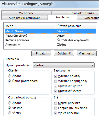 Nastavenie povolení verejného priečinka