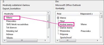 Priradenie stĺpca z Excelu do poľa kontaktu v Outlooku