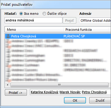 Pridanie používateľov do úrovne povolení