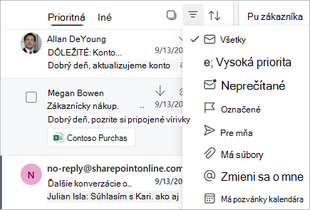 Filtrovanie správ