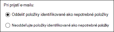 Nepotrebné položky v Outlooku na webe