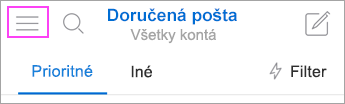 Ťuknutím otvorte rozbaliteľnú ponuku v rohu