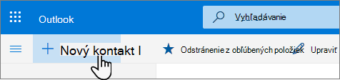 Snímka obrazovky s tlačidlom Nový kontakt