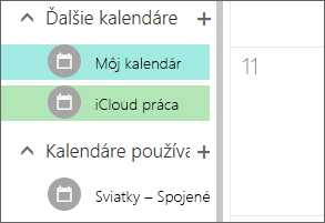Kalendár iCloud zobrazený v časti Ďalšie kalendáre v Outlooku pre web