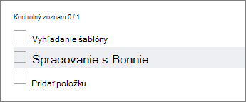 Pridanie položky do kontrolného zoznamu