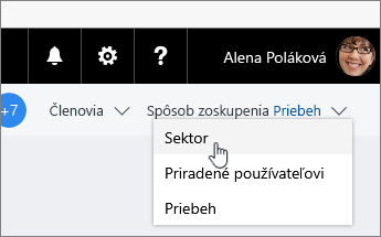 Zmena zoskupenia podľa na sektor
