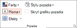Snímka obrazovky zobrazujúca možnosti pozadia
