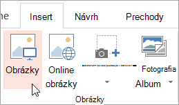 Tlačidlo Obrázky na karte Vložiť