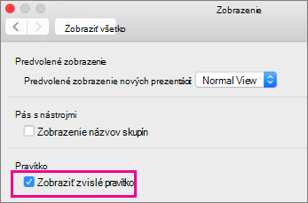 Zobraziť pole zvislého pravítka