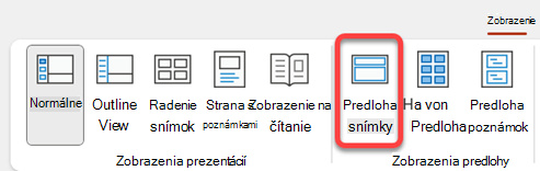 Tlačidlo Predloha snímky na karte Zobraziť v PowerPointe.