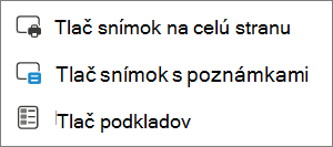 Ponuka možností tlače.