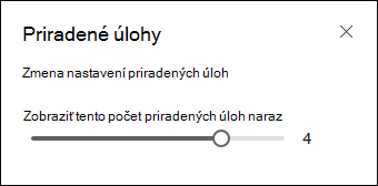 Výber počtu priradených úloh, ktoré sa majú zobraziť.