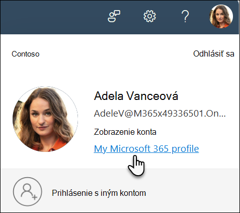 Vyberte obrázok, potom položku O mne a prejdite do profilu