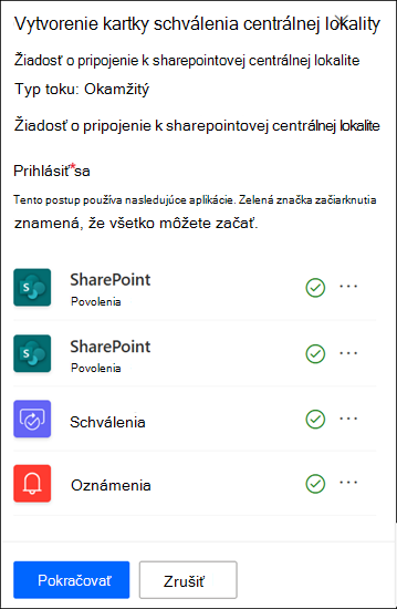 snímka obrazovky s prihlásenou aplikáciou na schválenie centrálnej lokality