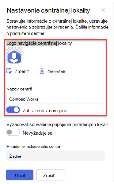 Snímka obrazovky s názvom loga HubSite Nav