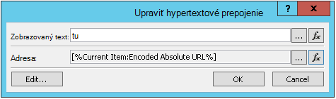 Vloženie hypertextového prepojenia na aktuálnu položku 2