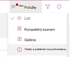 V ponuke Prepnúť možnosti zobrazenia vyberte možnosť Položky s problémami so synchronizáciou.
