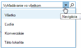 Snímka obrazovky s poľom hľadania