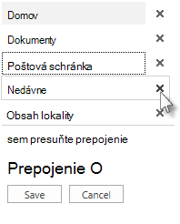 Presunutie poštovej schránky a odstránenie položky Najnovšie na paneli Rýchle spustenie