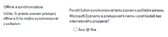 Nastavenie režimu offline a synchronizácie pre zoznamy
