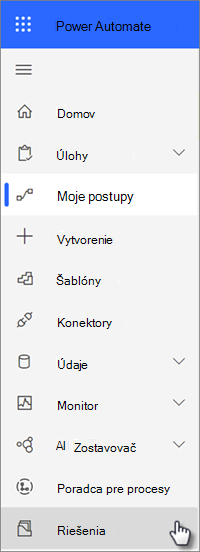 Riešenia na navigáciu v Power Automate