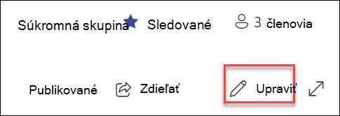 Ukážka tlačidla na úpravu stránky SharePointu