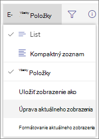 Ponuka možností prepnutia zobrazenia