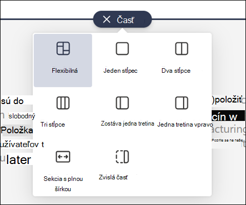 Nástroje novej sekcie s flexibilnou sekciou