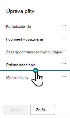 Dialógové okno Úprava päty.
