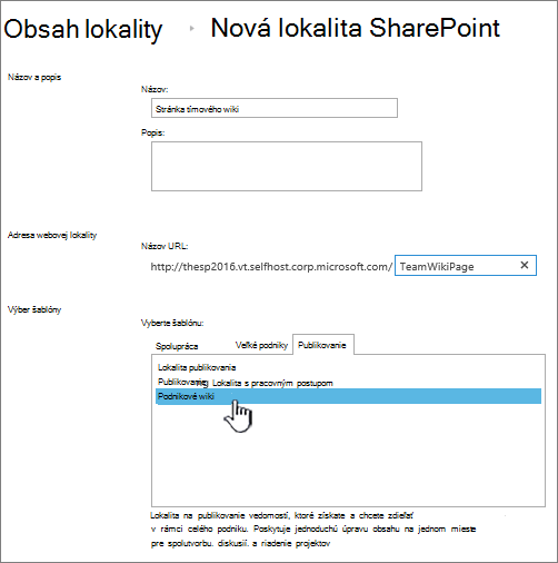 Zvýraznená možnosť na pridanie podnikového wiki