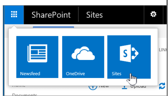 Spúšťač aplikácií SharePointu so zvýraznenými lokalitami