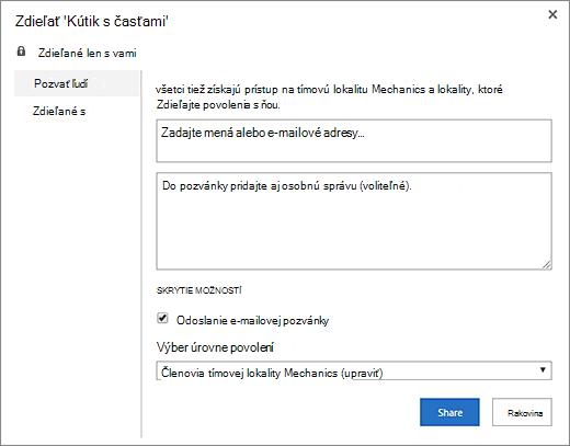 Zdieľanie lokality wiki s ostatnými členmi