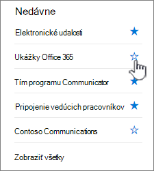 Kliknutím na prázdny začiatok vedľa lokality ju sledujete.