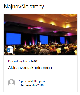Príklad miniatúry stránky vo webovej časti Zvýraznený obsah