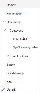 Úrovne navigácie vľavo