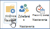 tlačidlá nastavení knižnice SharePointu na páse s nástrojmi